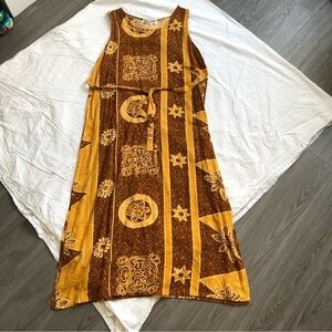 Vintage Sunflower Pattern‎ Tank Dress Large